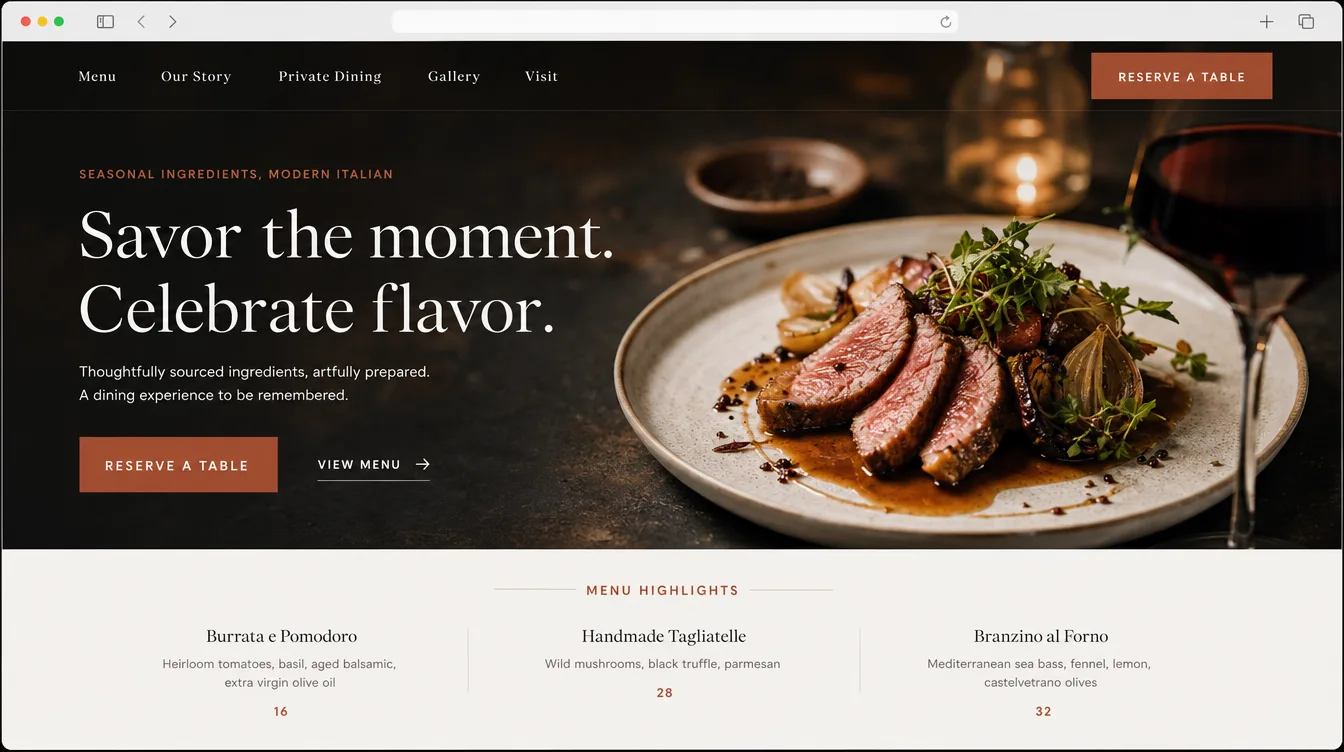 Food & Hospitality websites concept